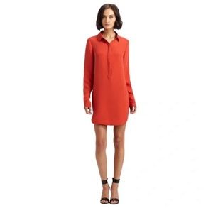 Vince Orange long sleeve Silk Shirtdress Sz 10